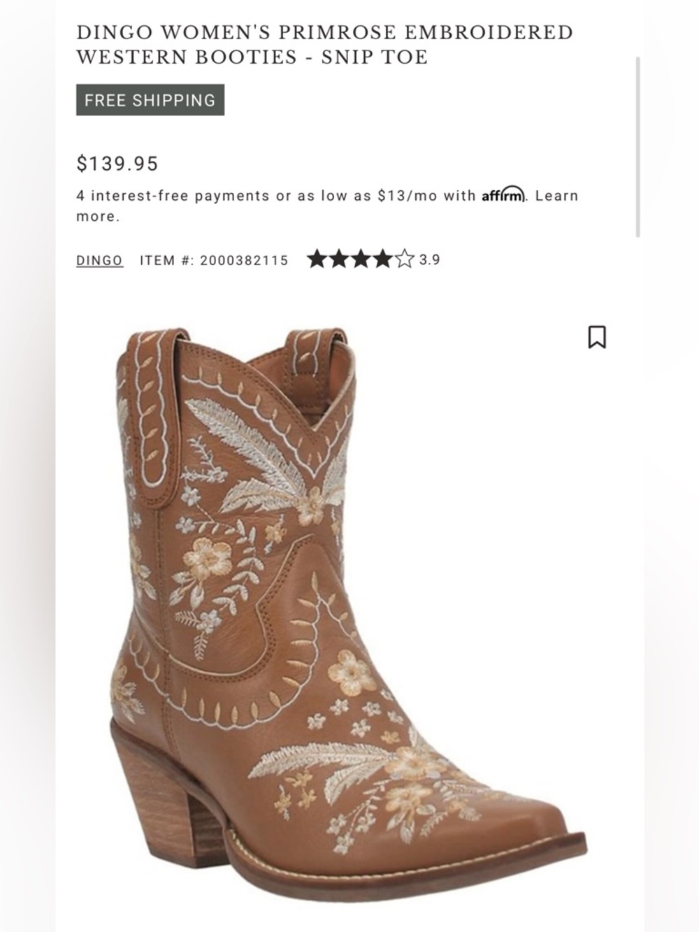 Embroidered Western Ankle Boots - Tan - Picture 11 of 12